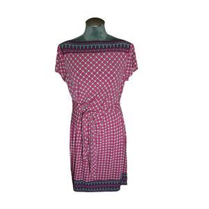 Women's Donna Morgan Tie Waist Sheath Dress Multicolor Geometric Print Size 12